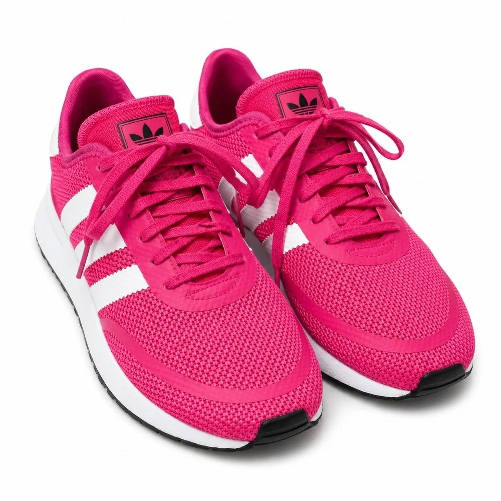 ADIDAS Iniki Runner Sneaker Womens Sz 6.5 Barbie Pink White Signature Stripe GUC